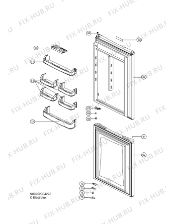 Взрыв-схема холодильника Zanussi ZRB336SO - Схема узла Door 003